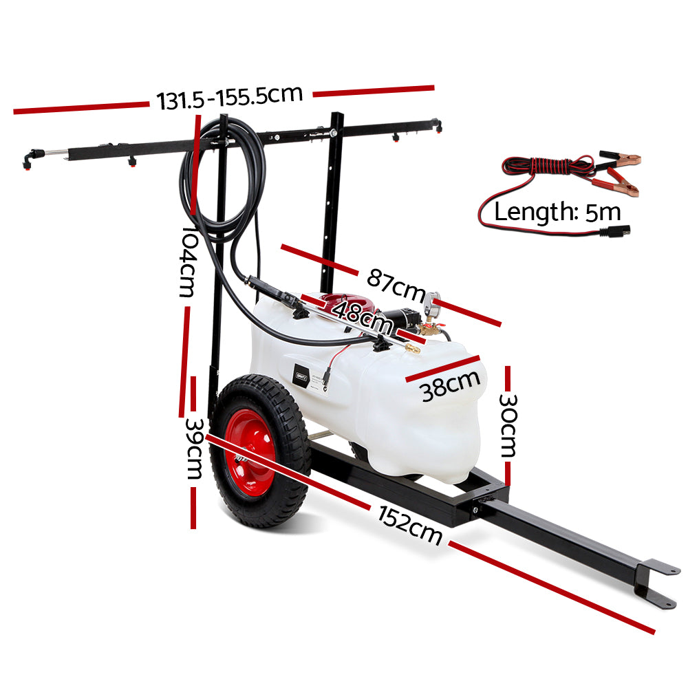Giantz Weed Sprayer 60L Trailer 1.5M Boom Garden Spray SPRAYER-CART-60L-AB