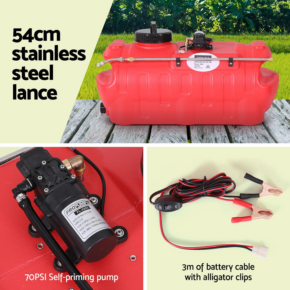 Giantz 50L Weed Sprayer Boom Pump Spot Spray SPRAYER-PE-50L-RD
