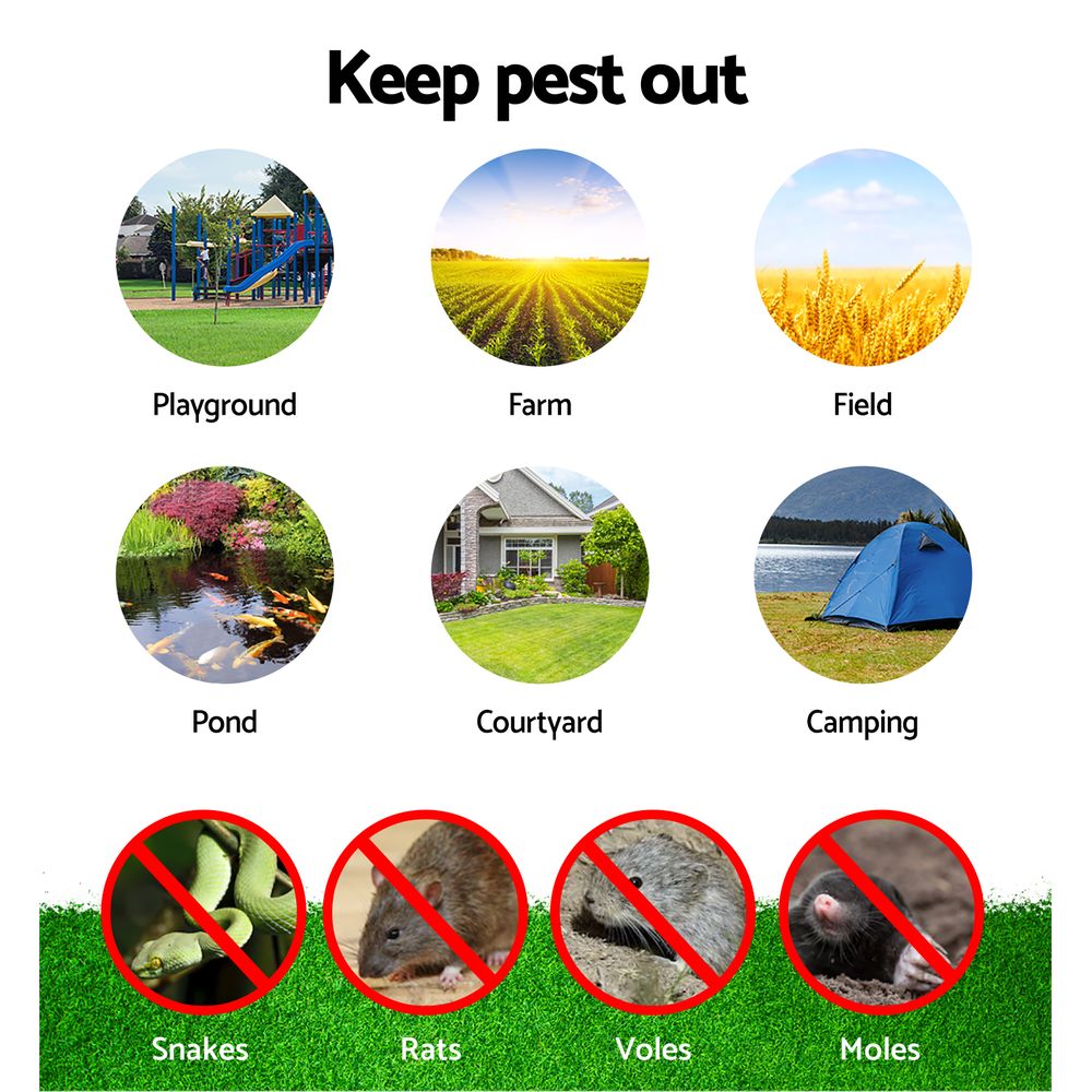 Gardeon Snake Repeller 6X Multi Pulse Ultrasonic Battery Powered Pest Repellent SR-SNAKE-BA-6