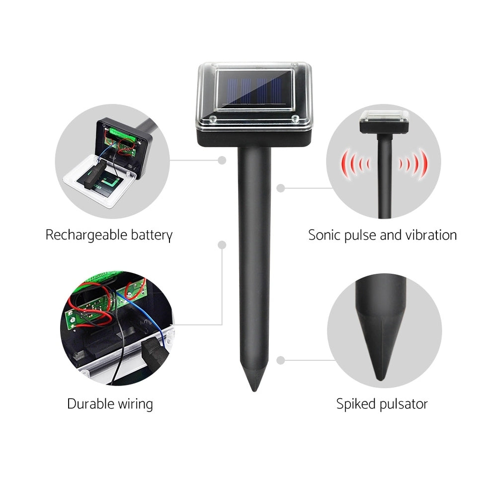 Gardeon Snake Repeller 20X Ultrasonic Solar Powered SR-SNAKE-BRI-20-BK-COM