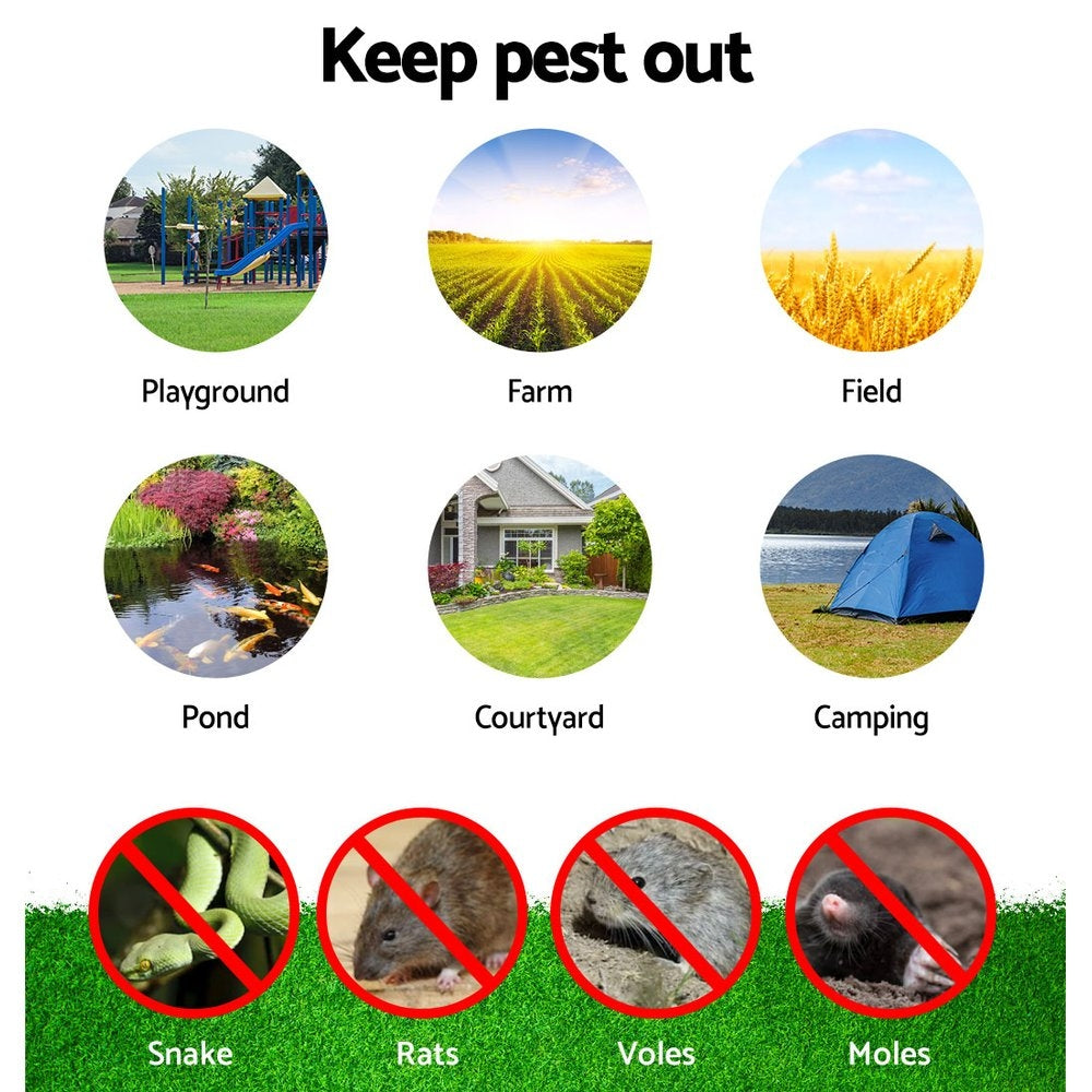 Gardeon 6X LED Solar Snake Repeller Pulse Plus Ultrasonic Pest Rodent Repellent SR-SNAKE-DX-6