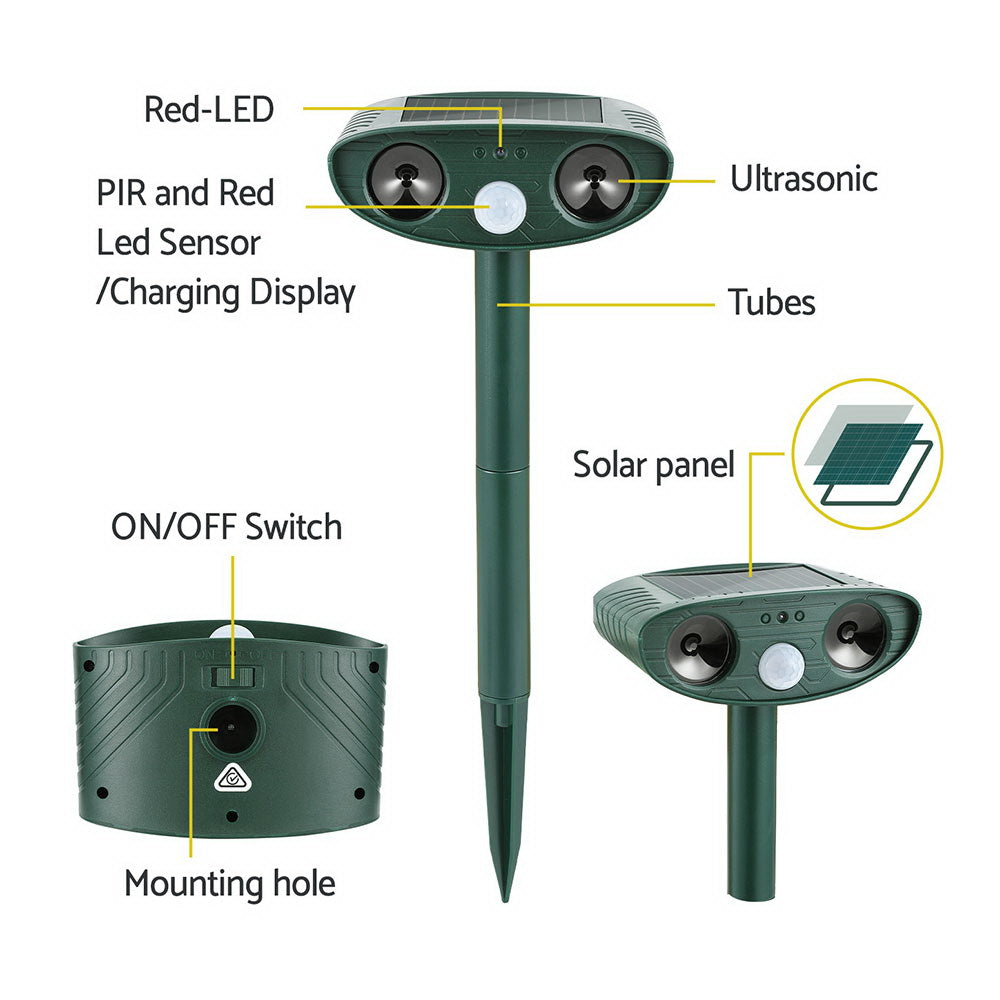 Gardeon Snake Repeller Ultrasonic Battery USB Powered SR-SNAKE-SD-2-GN
