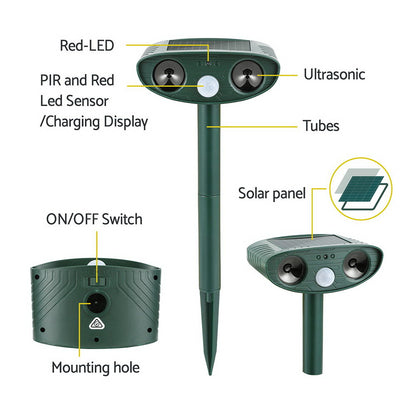 Gardeon Snake Repeller Ultrasonic Battery USB Powered SR-SNAKE-SD-2-GN