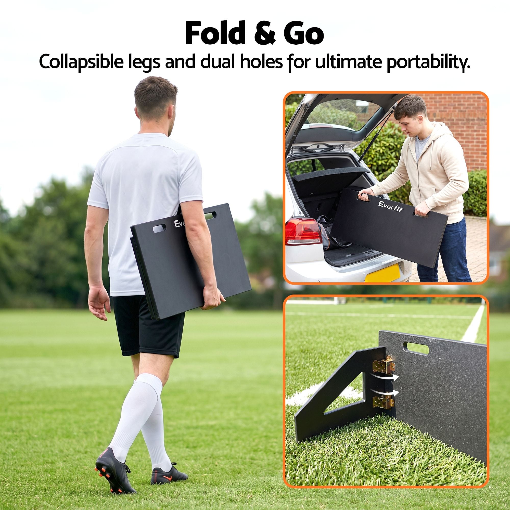 Everfit Soccer Rebounder Board 80cm x 30cm Football Rebound Wall with 2 Angles SRB-32-BK