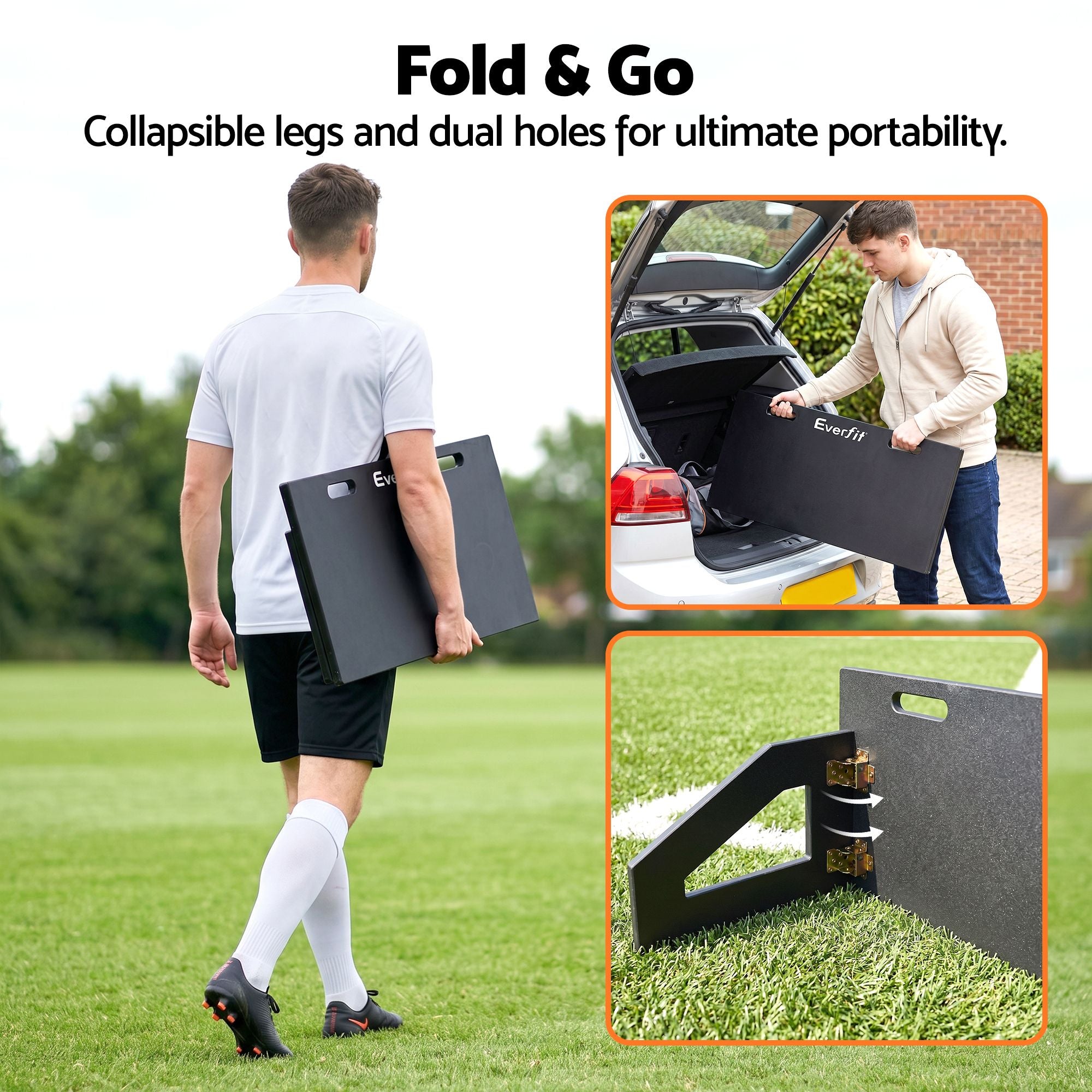 Everfit Soccer Rebounder Board 100x40cm Football Rebound Wall with 2 Angles SRB-40-BK