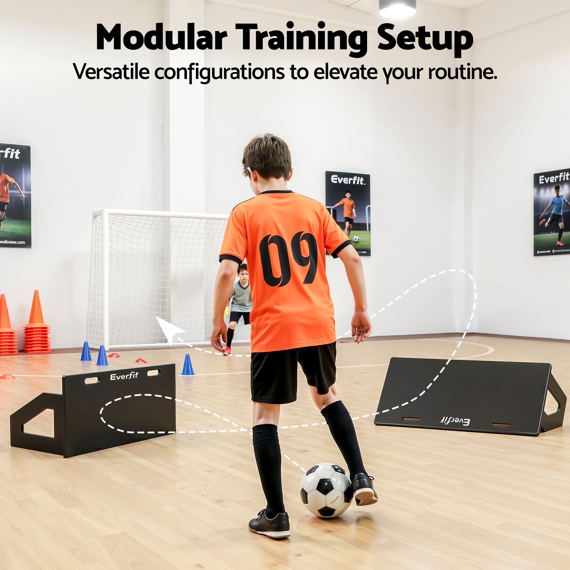 Everfit Soccer Rebounder Board 100x40cm Football Rebound Wall with 2 Angles SRB-40-BK