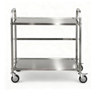 Cefito 2-Tier Stainless Steel Kitchen Trolley with Wheels 84x56x98cm SSKB-201S-2TWHEEL-33