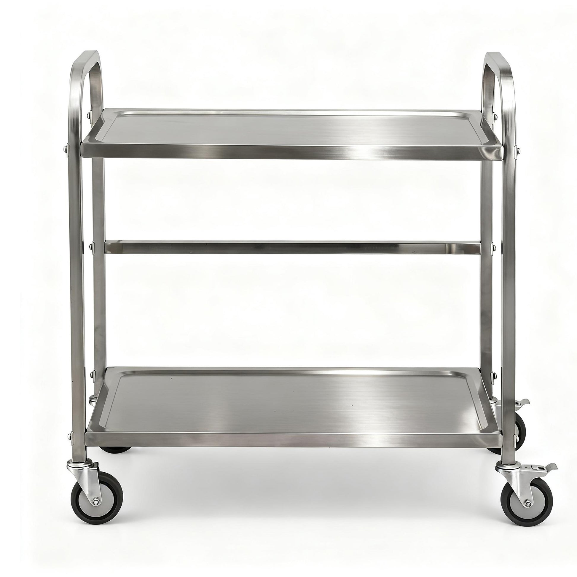 Cefito 2-Tier Stainless Steel Kitchen Trolley with Wheels 84x56x98cm SSKB-201S-2TWHEEL-33
