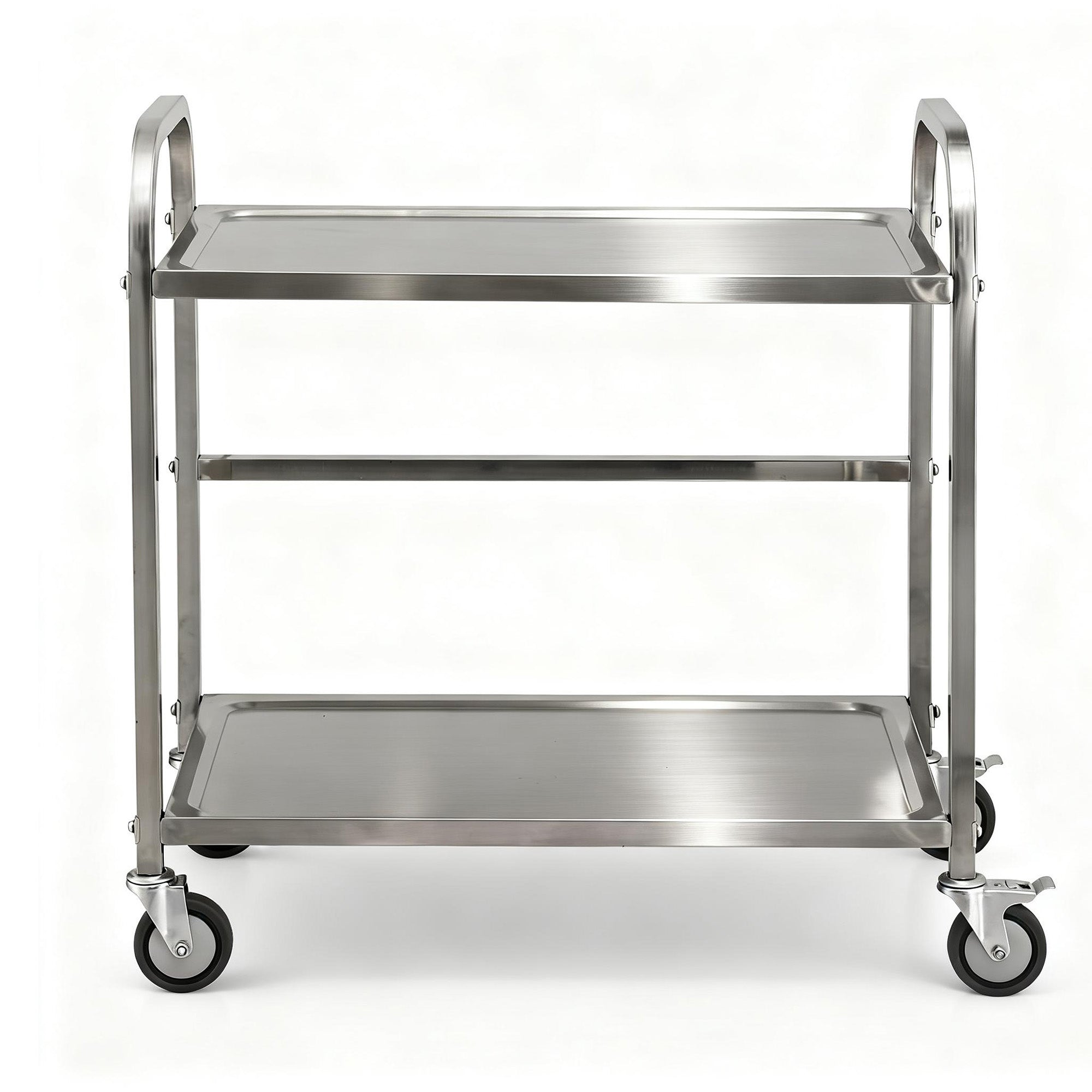 Cefito 2-Tier Stainless Steel Kitchen Trolley with Wheels 84x56x98cm SSKB-201S-2TWHEEL-33