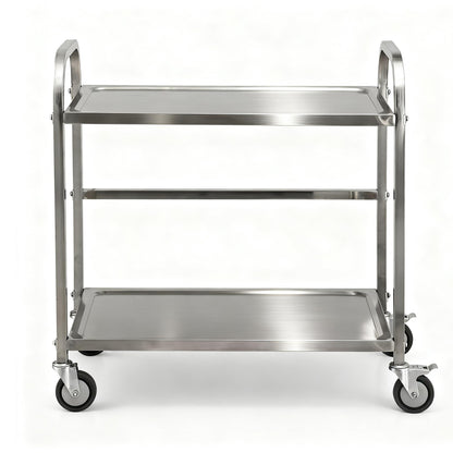 Cefito 2-Tier Stainless Steel Kitchen Trolley with Wheels 84x56x98cm SSKB-201S-2TWHEEL-33