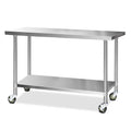 Cefito 1524x610mm Stainless Steel Kitchen Bench with Wheels 304 SSKB-304S-WHEEL-60