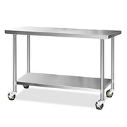 Cefito 1524x610mm Stainless Steel Kitchen Bench with Wheels 304 SSKB-304S-WHEEL-60