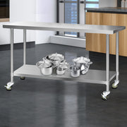 Cefito 1829x610mm Stainless Steel Kitchen Bench with Wheels 304 SSKB-304S-WHEEL-72