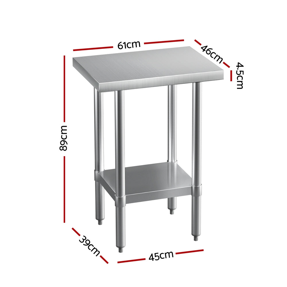 Cefito Stainless Steel Kitchen Benches Work Bench 610x457mm 430 SSKB-430S-24-18