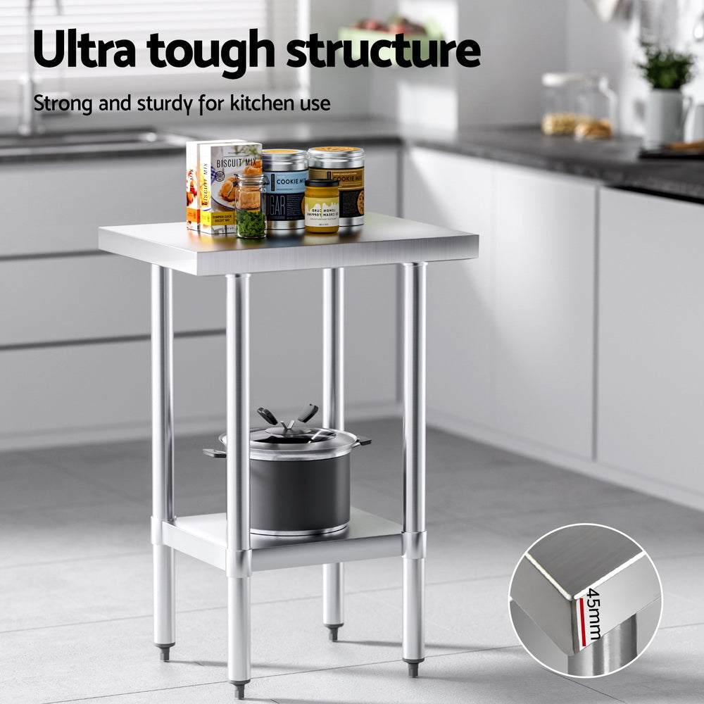 Cefito Stainless Steel Kitchen Benches Work Bench 610x457mm 430 SSKB-430S-24-18