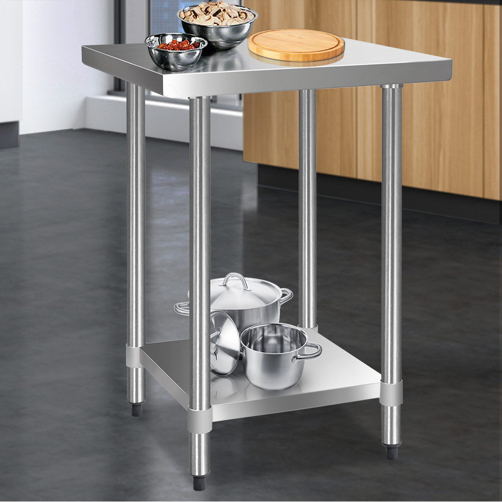 Cefito 610x610mm Stainless Steel Kitchen Bench 430 SSKB-430S-24