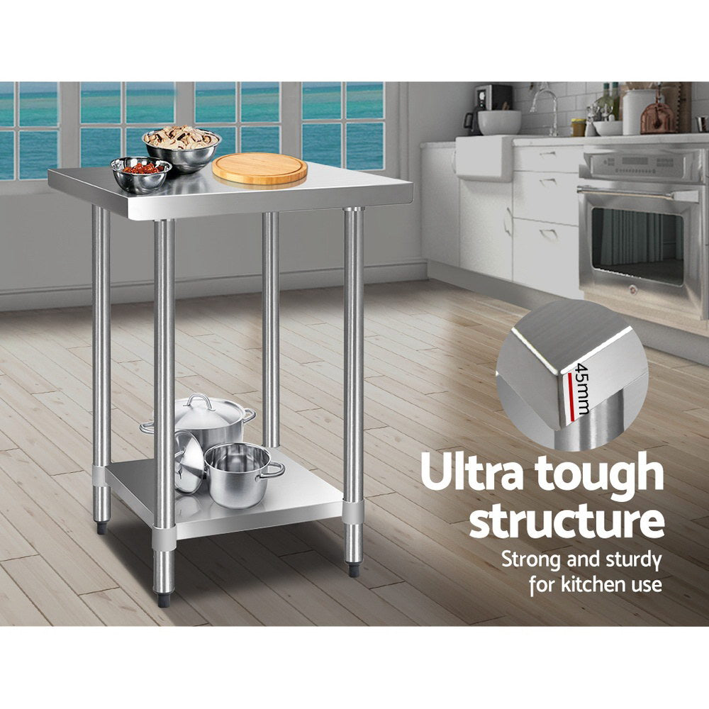 Cefito 610x610mm Stainless Steel Kitchen Bench 430 SSKB-430S-24