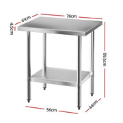 Cefito Stainless Steel Kitchen Bench Work Table 610 x760MM 430 SSKB-430S-30-24