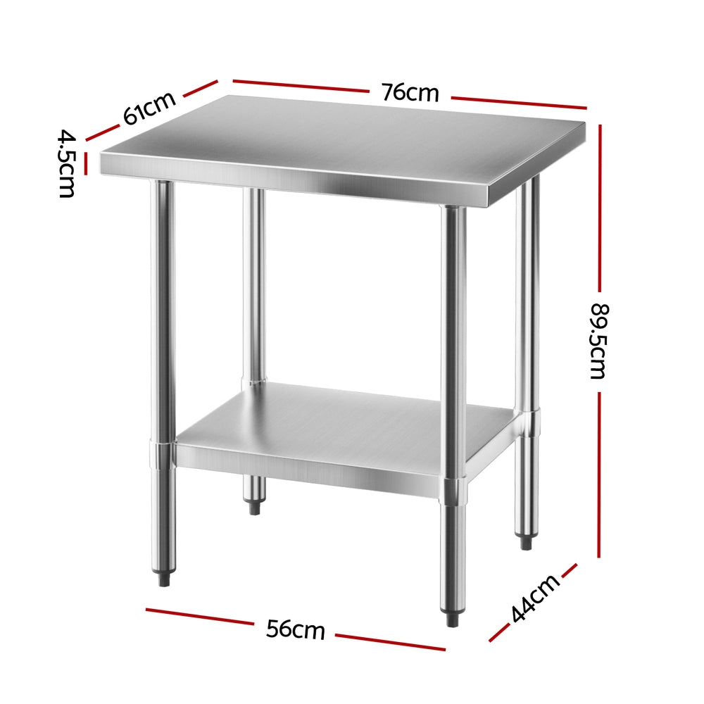Cefito Stainless Steel Kitchen Bench Work Table 610 x760MM 430 SSKB-430S-30-24