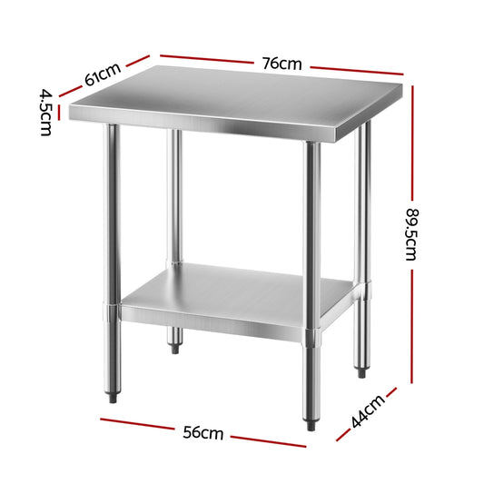 Cefito Stainless Steel Kitchen Bench Work Table 610 x760MM 430 SSKB-430S-30-24