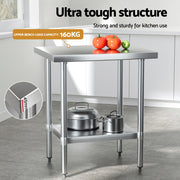 Cefito Stainless Steel Kitchen Bench Work Table 610 x760MM 430 SSKB-430S-30-24