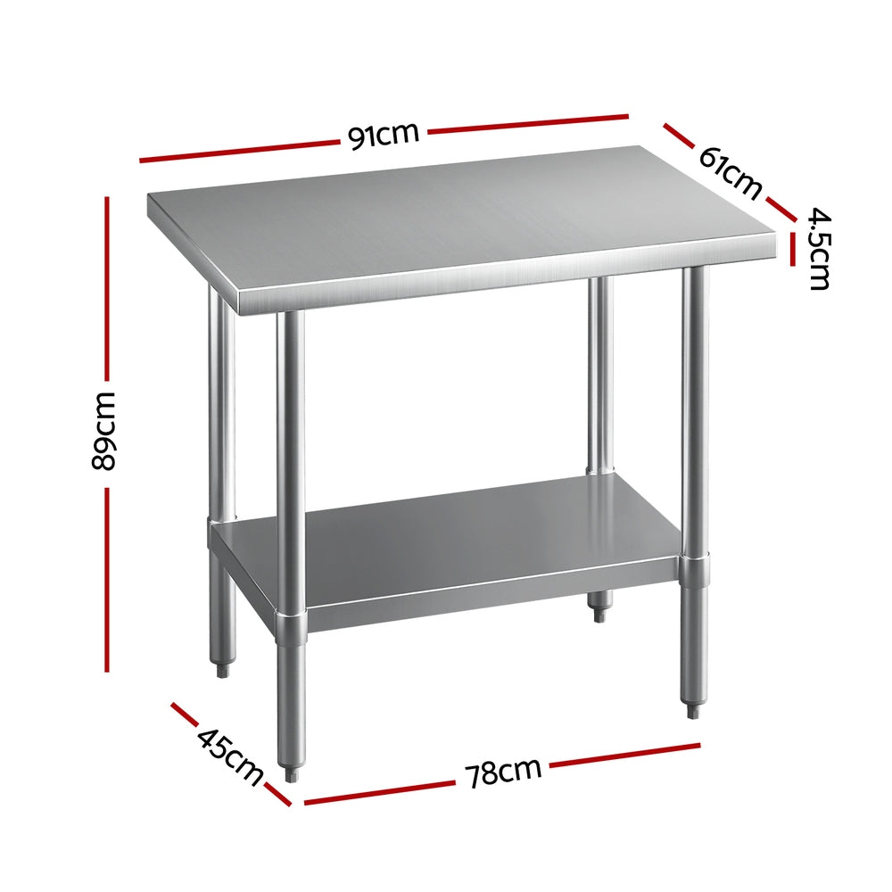 Cefito Stainless Steel Kitchen Benches Work Bench 910x610mm 430 SSKB-430S-36