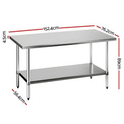 Cefito 1524x762mm Stainless Steel Kitchen Bench 430