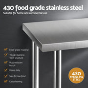 Cefito 1524x762mm Stainless Steel Kitchen Bench 430
