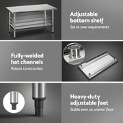 Cefito 1524x762mm Stainless Steel Kitchen Bench 430