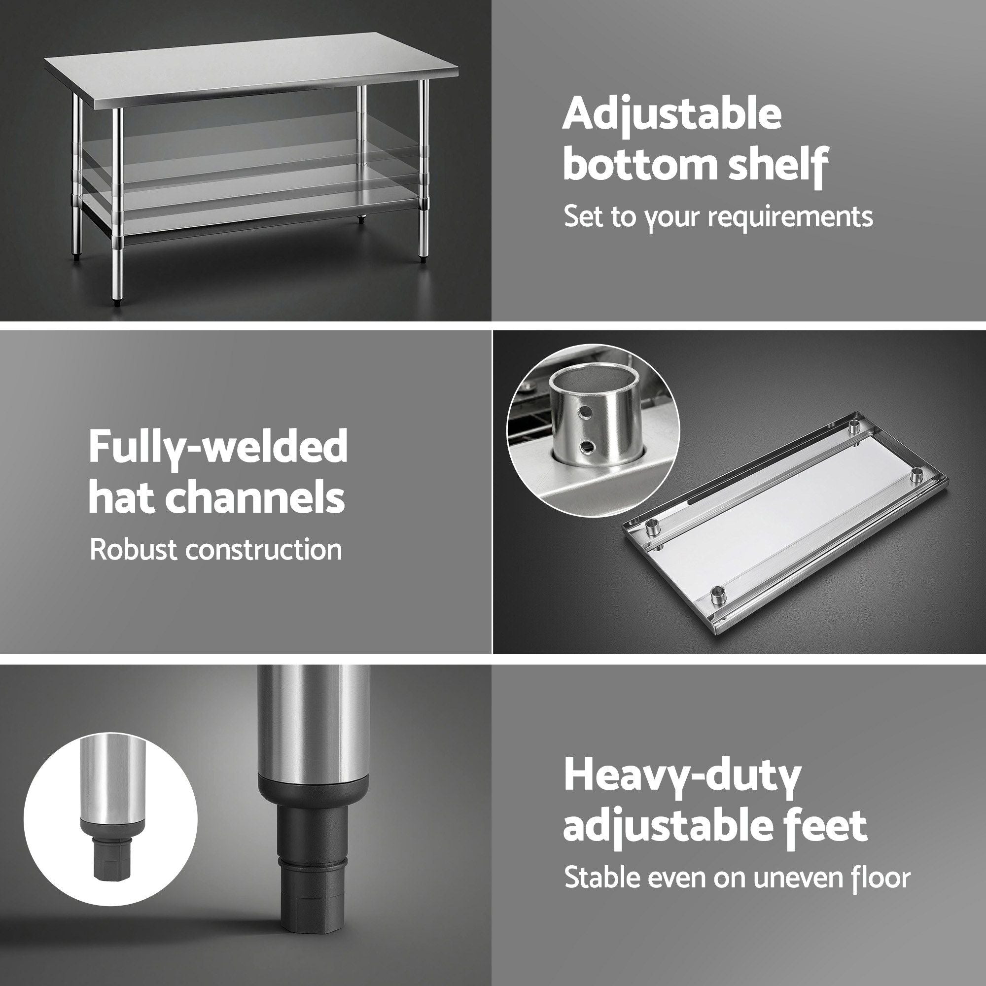Cefito 1524x762mm Stainless Steel Kitchen Bench 430