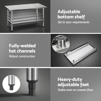 Cefito 1524x762mm Stainless Steel Kitchen Bench 430
