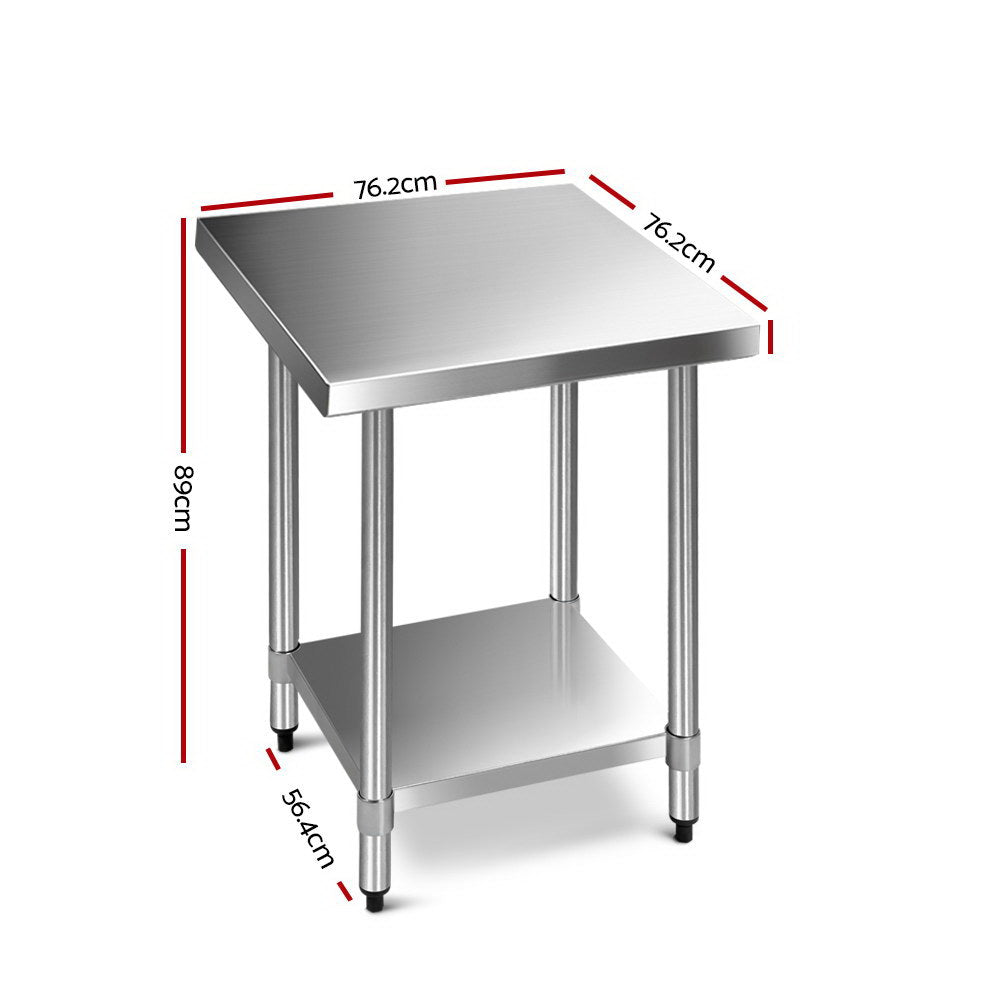 Cefito 760x760mm Stainless Steel Kitchen Bench 430 SSKB-430S-76-30