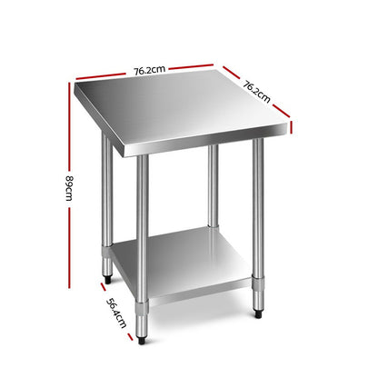 Cefito 760x760mm Stainless Steel Kitchen Bench 430 SSKB-430S-76-30