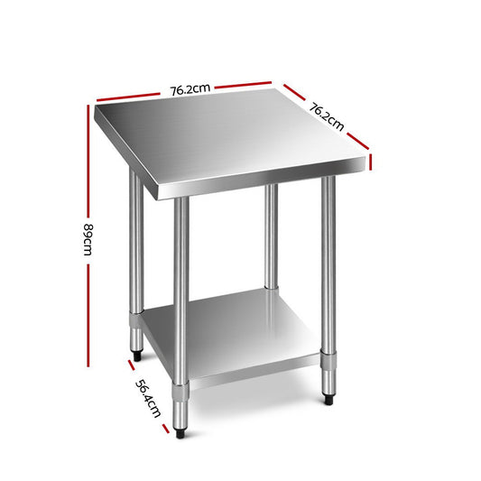 Cefito 760x760mm Stainless Steel Kitchen Bench 430 SSKB-430S-76-30