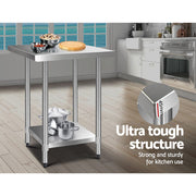 Cefito 760x760mm Stainless Steel Kitchen Bench 430 SSKB-430S-76-30