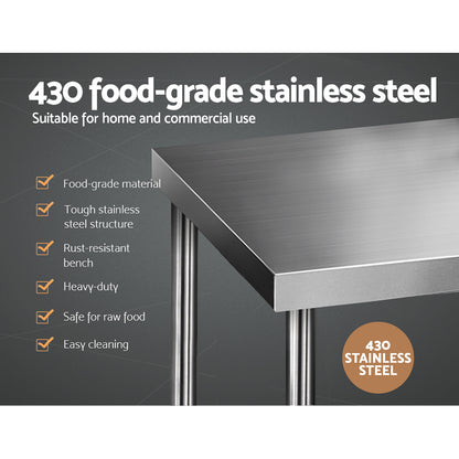 Cefito 1829x760mm Stainless Steel Kitchen Bench 430 SSKB-430S-76-72