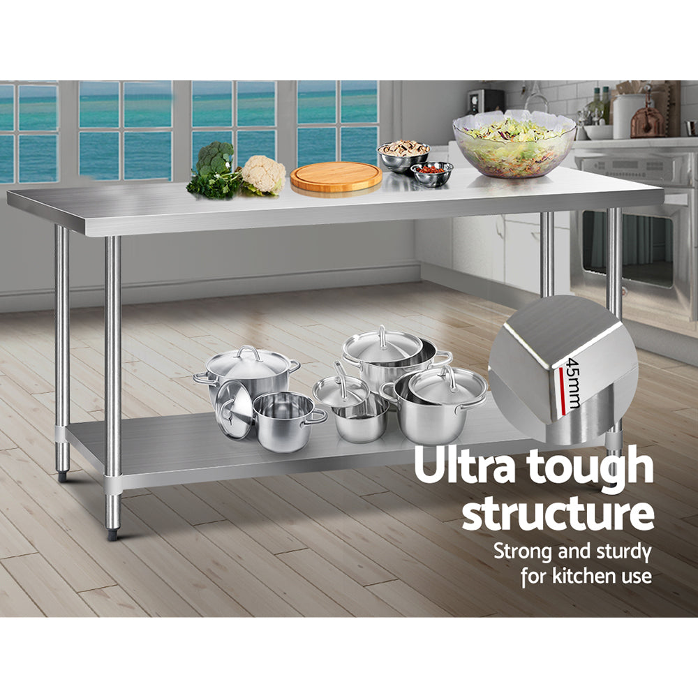 Cefito 1829x760mm Stainless Steel Kitchen Bench 430 SSKB-430S-76-72