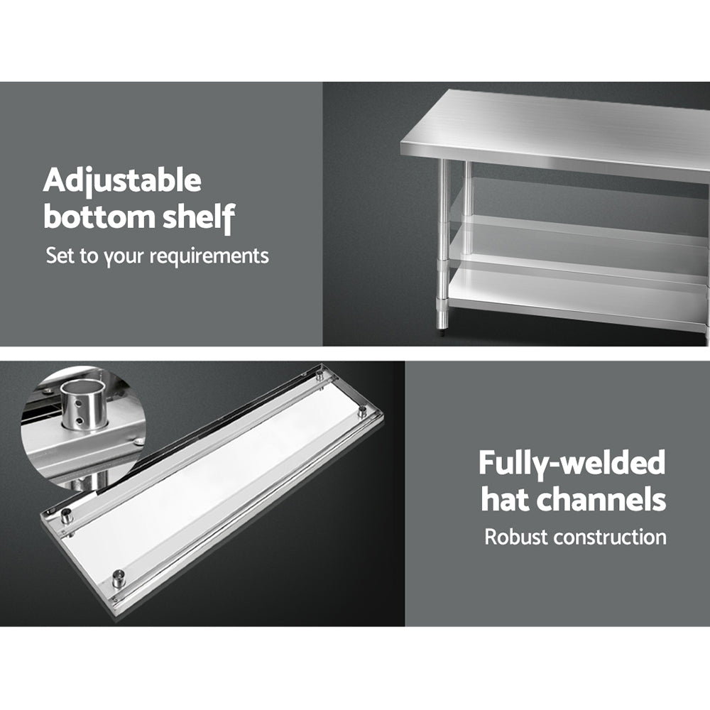 Cefito 1829x760mm Stainless Steel Kitchen Bench 430 SSKB-430S-76-72