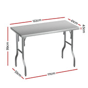 Cefito Stainless Steel Kitchen Benches Work Bench Food Foldable 430 SSKB-430S-FLD-48