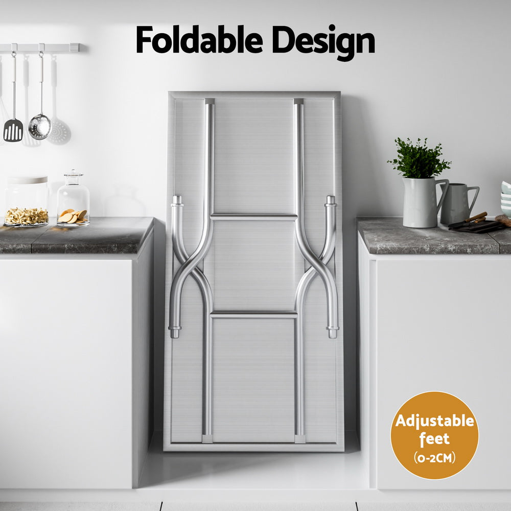 Cefito Stainless Steel Kitchen Benches Work Bench Food Foldable 430 SSKB-430S-FLD-48