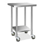 Cefito 610x610mm Stainless Steel Kitchen Bench with Wheels 430 SSKB-430S-WHEEL-24