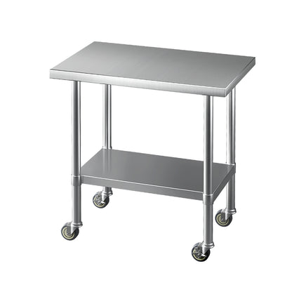 Cefito Stainless Steel Kitchen Benches Work Bench Wheels 91X61CM 430 SSKB-430S-WHEEL-36