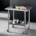 Cefito 914x762mm Stainless Steel Kitchen Bench w/ Splashback Work Table Prep Bench Commercial 430