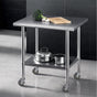 Cefito 914x762mm Stainless Steel Kitchen Bench w/ Splashback Work Table Prep Bench Commercial 430