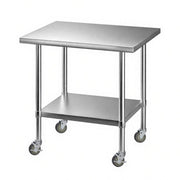 Cefito 914x762mm Stainless Steel Kitchen Bench w/ Splashback Work Table Prep Bench Commercial 430