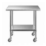 Cefito 914x762mm Stainless Steel Kitchen Bench w/ Splashback Work Table Prep Bench Commercial 430
