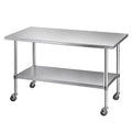Cefito 1524x762mm Stainless Steel Kitchen Bench w/ Splashback Work Table Prep Bench Commercial 430