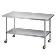 Cefito 1524x762mm Stainless Steel Kitchen Bench w/ Splashback Work Table Prep Bench Commercial 430
