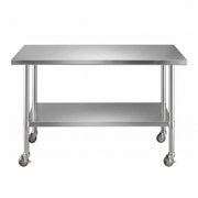 Cefito 1524x762mm Stainless Steel Kitchen Bench w/ Splashback Work Table Prep Bench Commercial 430