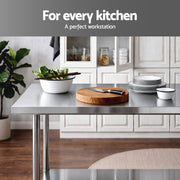Cefito 1524x762mm Stainless Steel Kitchen Bench w/ Splashback Work Table Prep Bench Commercial 430